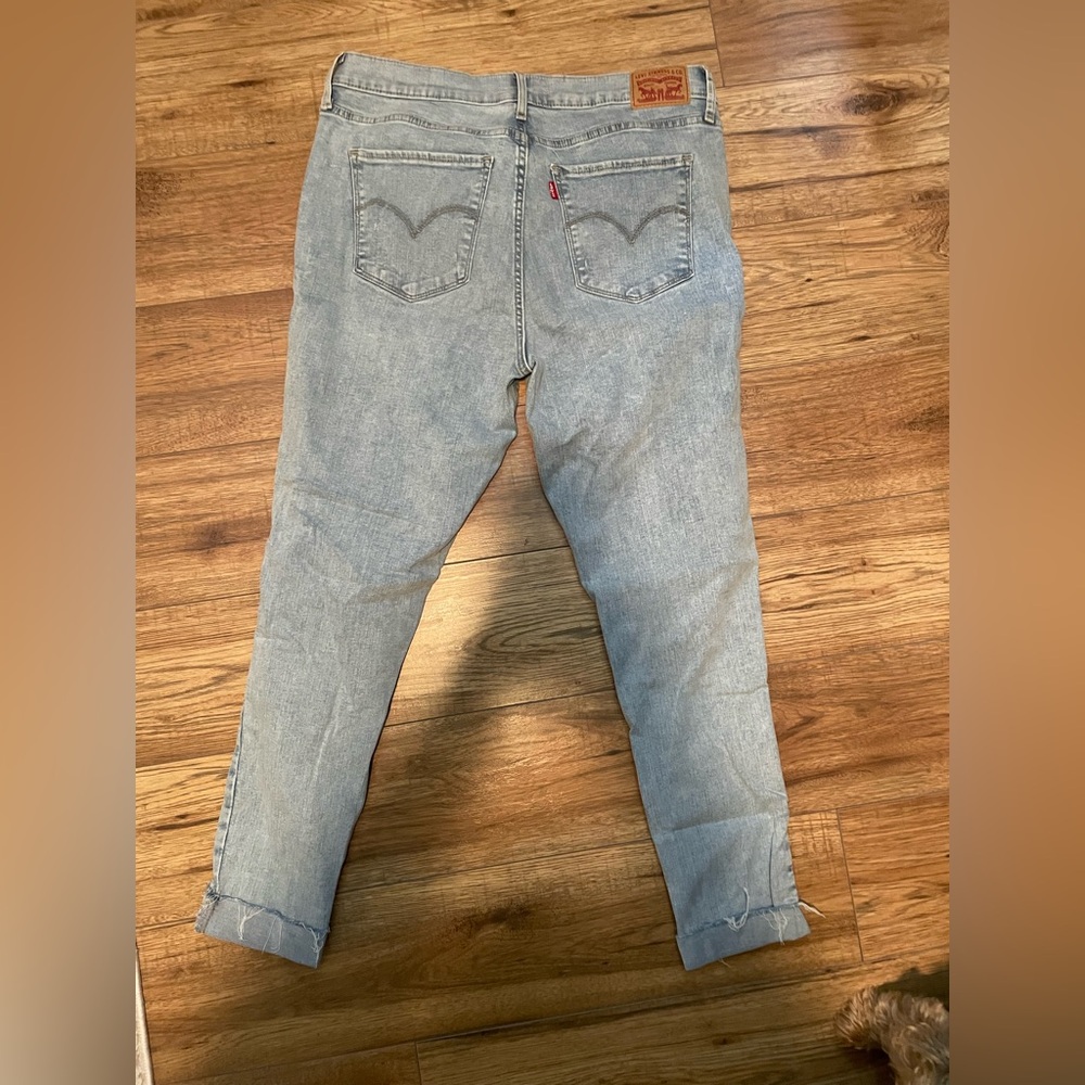 Levi's Light Blue Denim Jeans with Silver Button 720 High Waist Skinny Stretch